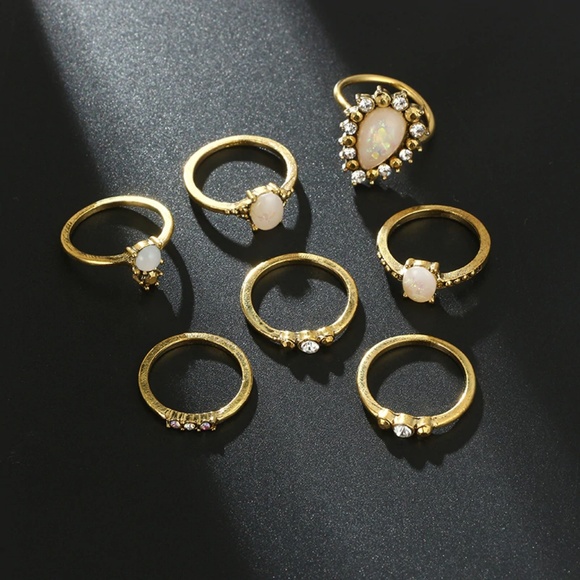 7 Piece Antique Opal Ring Set - Picture 3 of 5